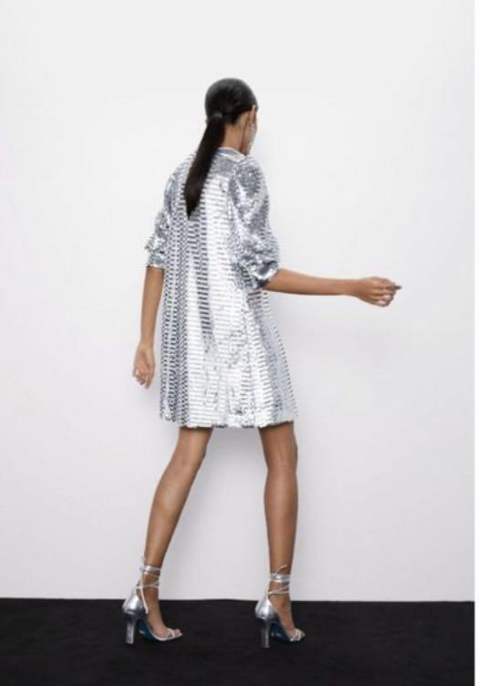 zara metallic dress silver ZARA WOMAN LONG STRAPPY METALLIC FOIL SLIP DRESS SILVER BEIGE Evening dress