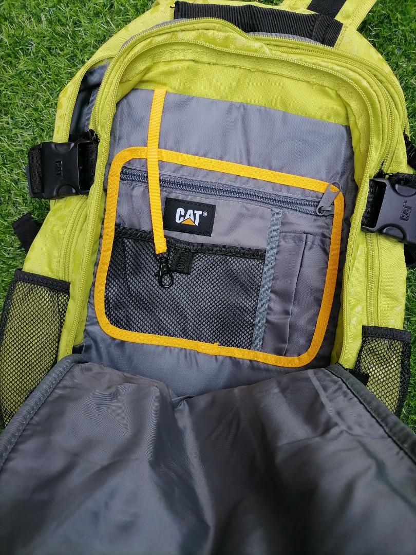 Caterpillar Yellow Green Backpack with laptop compartment and several compartments, Men's