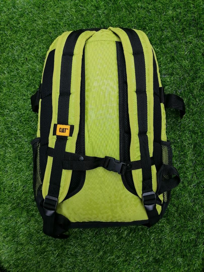 Caterpillar Yellow Green Backpack with laptop compartment and several compartments, Men's