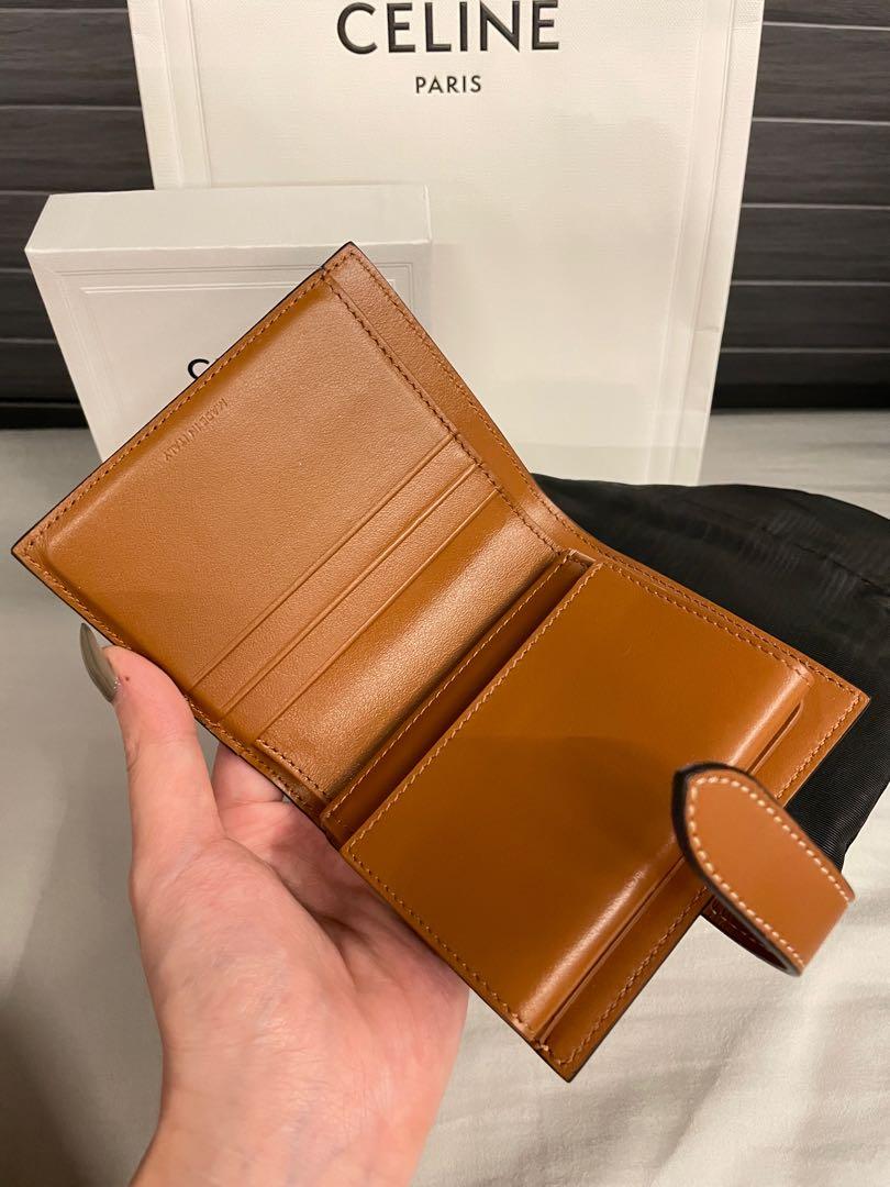 SMALL STRAP WALLET IN TRIOMPHE CANVAS AND LAMBSKIN - TAN