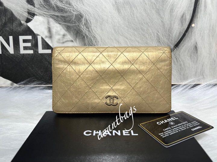 Chanel Quilted Boy Medium Trifold Flap Wallet Black Lambskin Aged Gold  Hardware