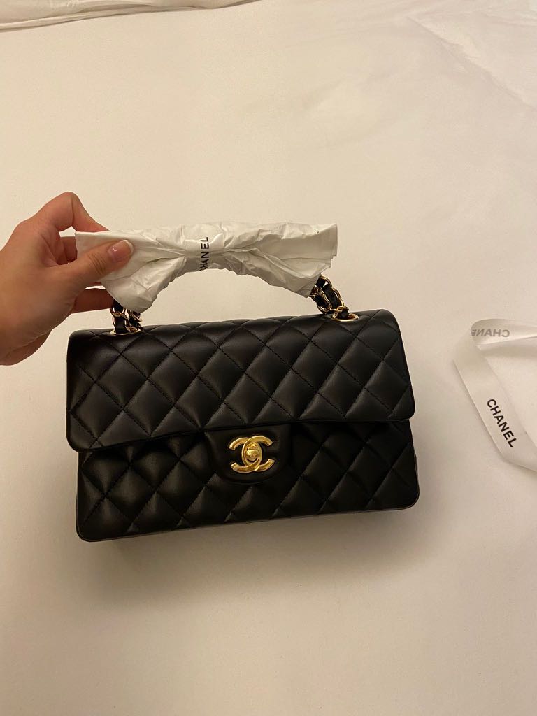 Brand new Chanel small classic flap bag in lambskin, Luxury, Bags