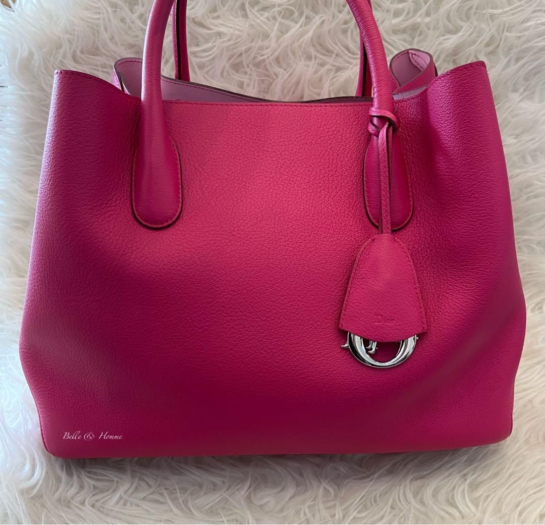 CHRISTIAN DIOR Supple Grained Calfskin Large Open Bar Tote Rose Poudre  1049844  FASHIONPHILE