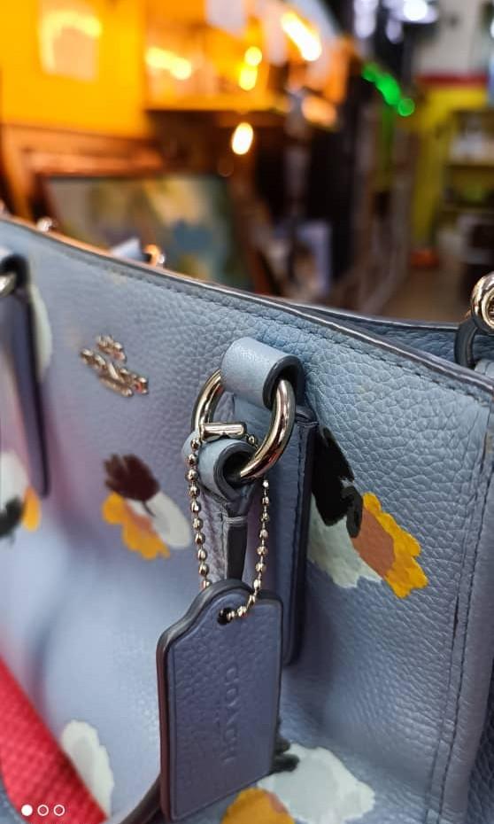 coach mini crosby carryall floral print pebble leather Luxury