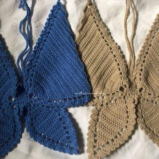 Crochet Butterfly top crop bikini handmade swimsuit