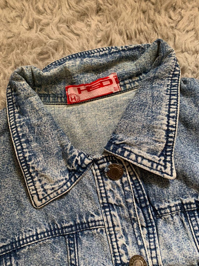 Denim Jacket Crop Blue Acid, Fesyen 