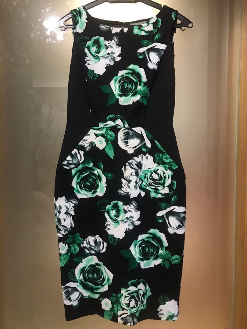 green emerald velvet dress Dorothy Perkins Womens/Ladies Floral Wrap Tall Midi Dress  Universal  Textiles