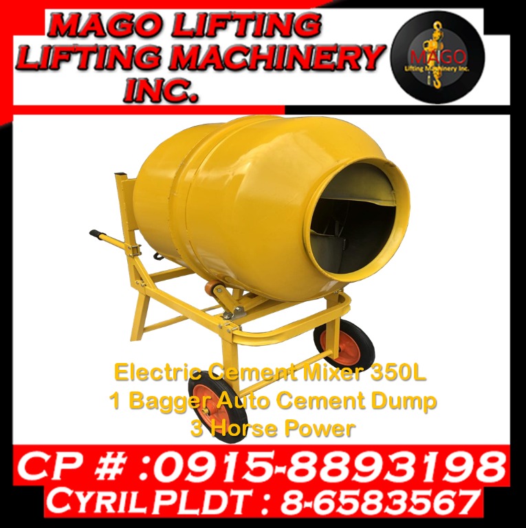 Electric Cement Mixer 350L 1 Bagger Auto Cement Dump 3 Horse Power