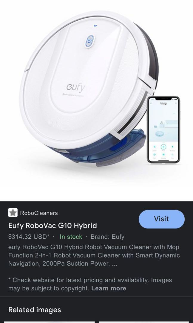 eufy EUFY ROBOVAC G10 HYBRID WHITE Eufy RoboVac G10 hybrid, TV