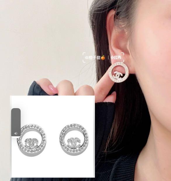 Full set Chanel Round Crystal Earrings