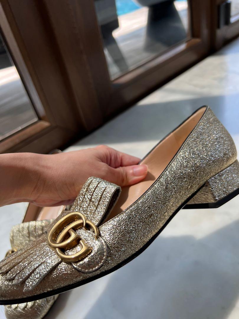 Gucci marmont shoes gold clearance