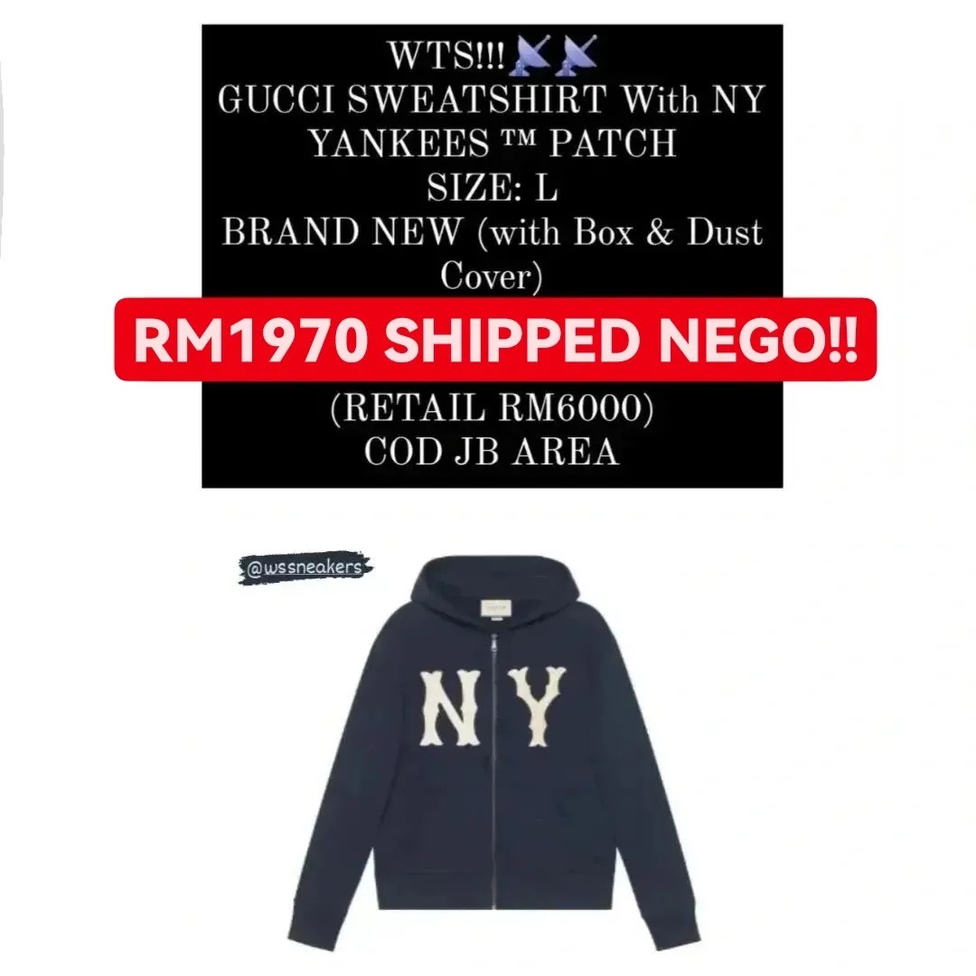 GUCCI SWEATSHIRT WITH NY YANKEES PATCH Men s Fashion Coats Jackets and Outerwear on Carousell
