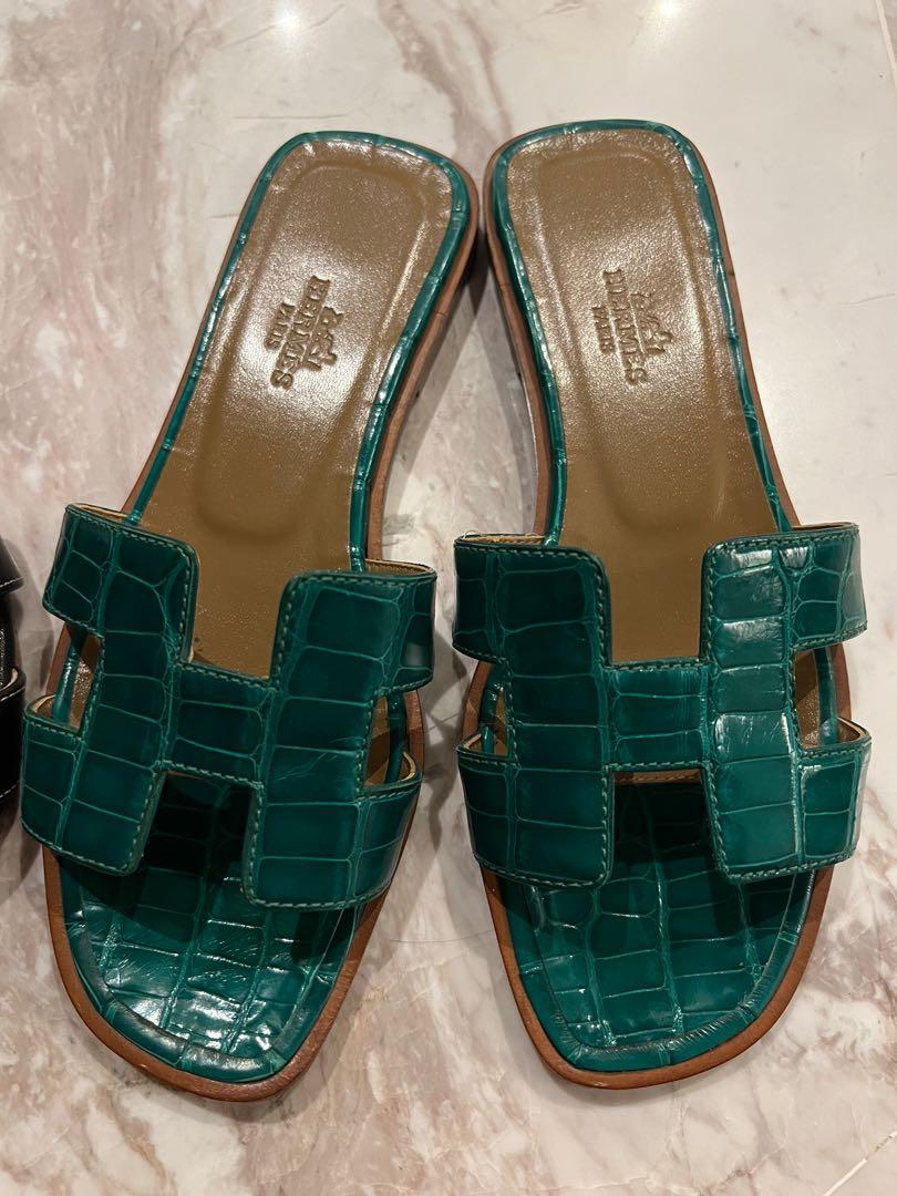 Hermes oran sandals 2025 crocodile