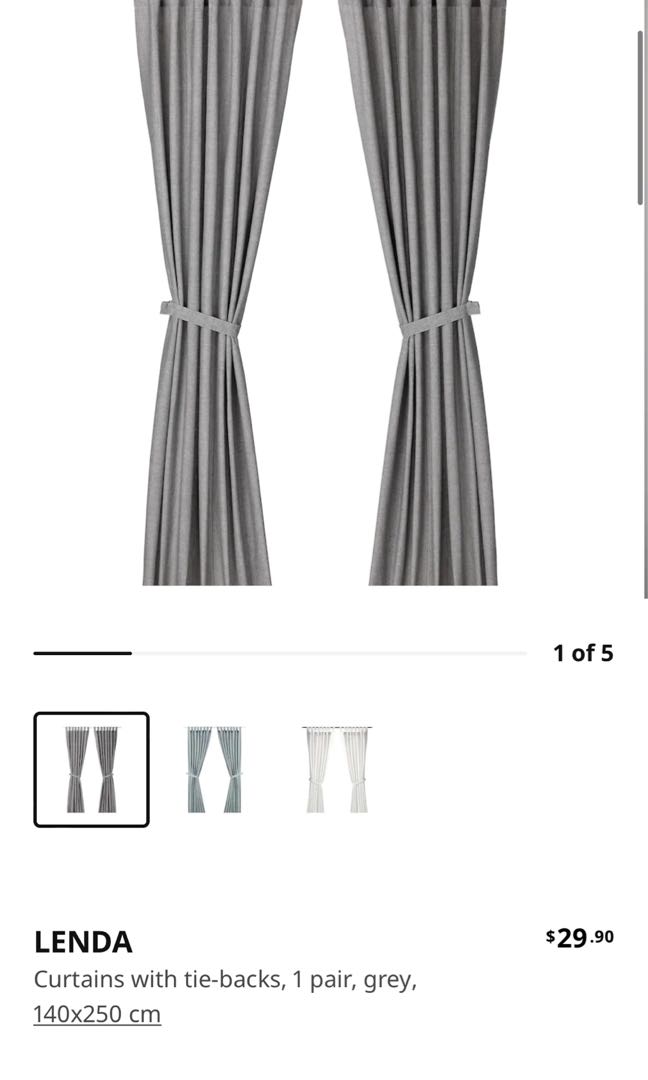 IKEA Curtains Grey, Furniture & Home Living, Home Decor, Curtains