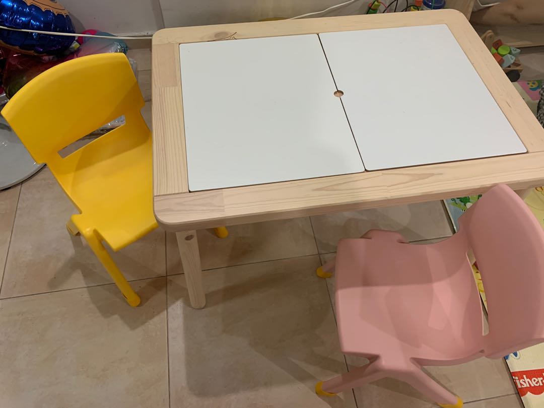 IKEA Flisat table and plastic chairs, Babies & Kids, Baby Nursery & Kids Furniture, Kids' Tables