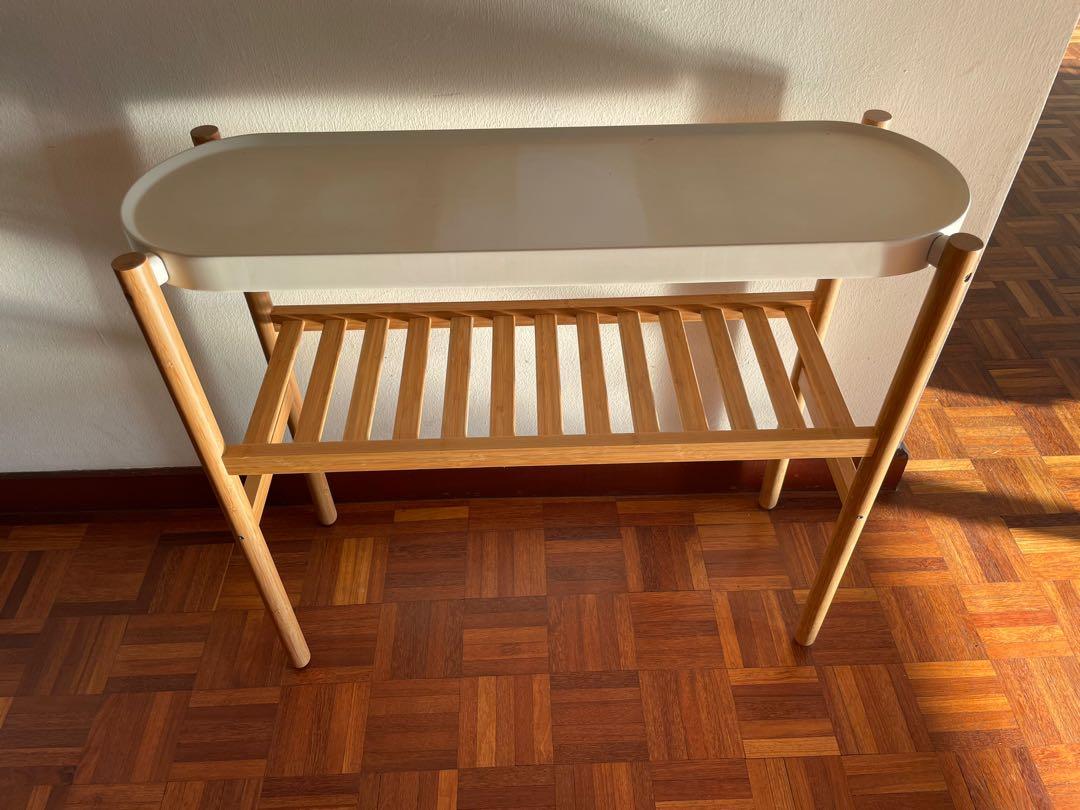 IKEA SATSUMAS Plant stand, bamboo/white 70 cm, Furniture & Home Living