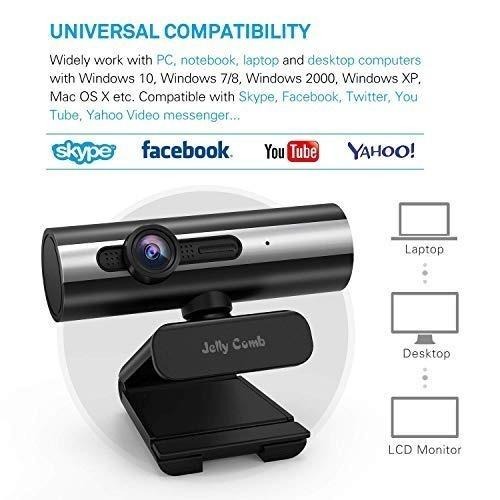 Jelly Comb HD USB Webcam with Tripod 1080P Computer Web Camera with Built-in for 