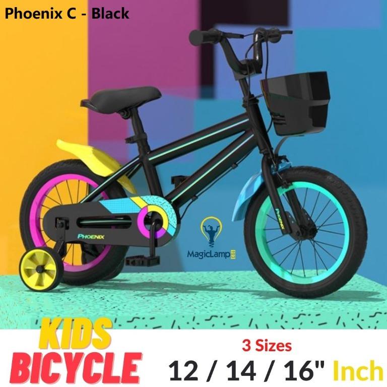 PHOENIX 14 16 18 inch Kids Bike with Training Wheels Basket for Boys and Girls Toddler Bicycle for 3-9 Years Old 