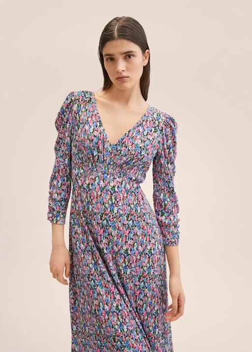 Printed pleated 2025 dress mango