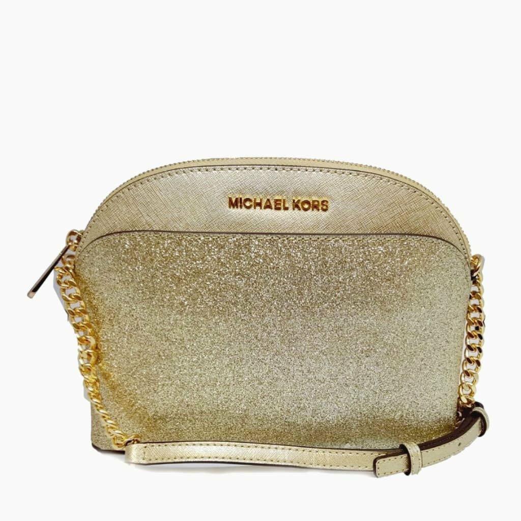 Michael Kors Leather Mid Crossbody Pale Gold Glitter, Luxury, Bags & Wallets  on Carousell