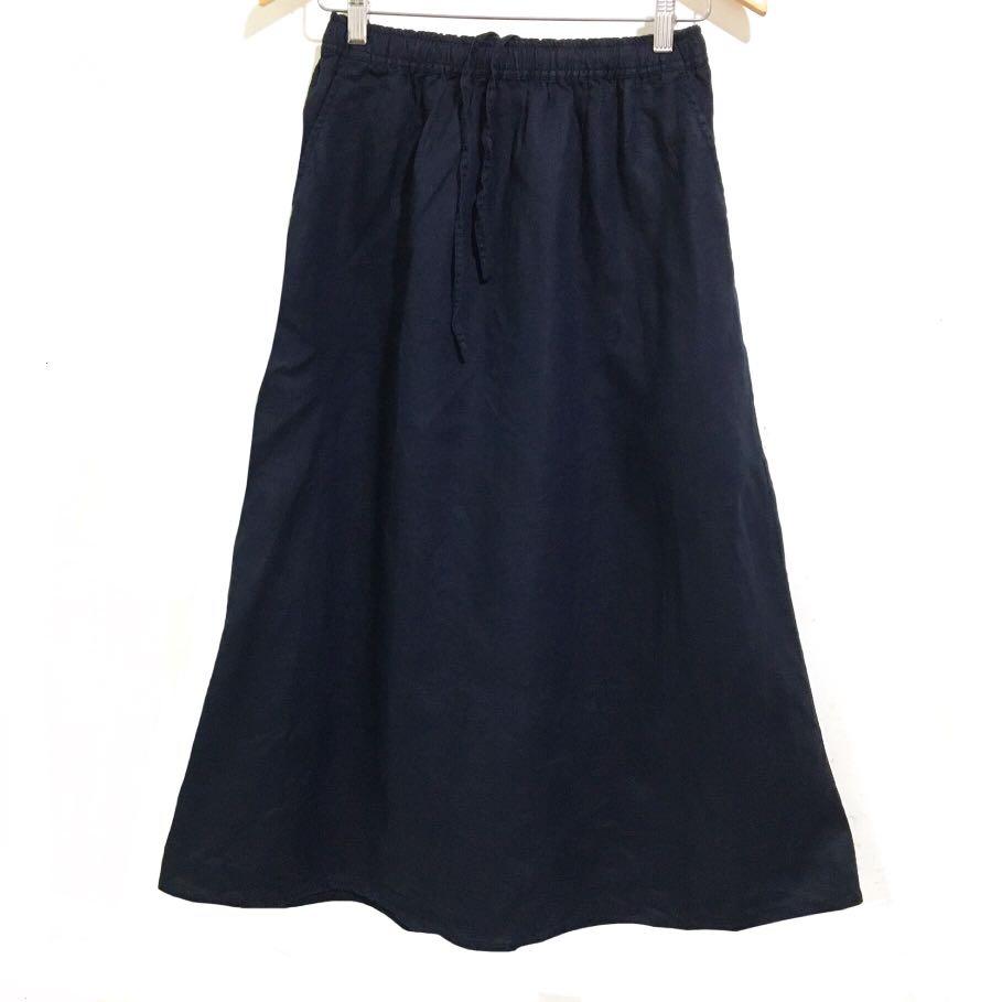 Muji 100% Linen Blue Skirt, Women's Fashion, Bottoms, Skirts on Carousell