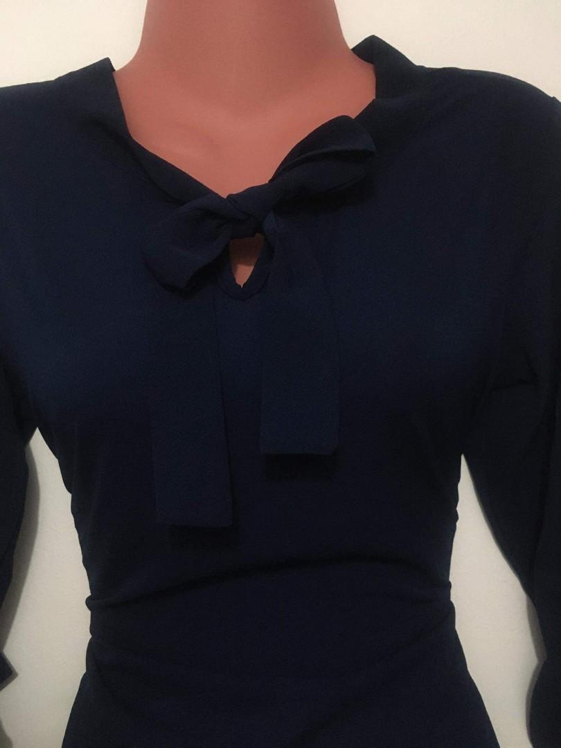 NAVY BLUE BLOUSE OUTFIT, Women's Fashion, Tops, Blouses on Carousell