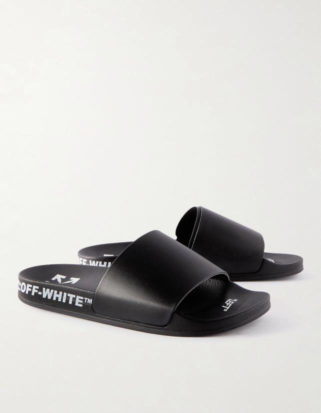 Off White Logo Print Rubber Slides 101 Authentic Men s Fashion