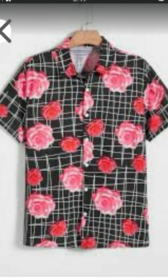 Romwe floral print shirt, Men's Fashion 