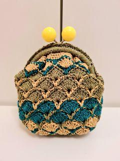 Shell Stitch Gamaguchi! Square Base! Fully Lined  Size  Approx 18cm W x 15cmH