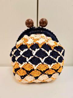 Shell Stitch Gamaguchi! Square Base! Fully Lined! Size  Approx 18cm W x 15cmH