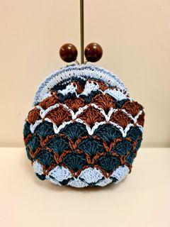 Shell Stitch Gamaguchi! Square Base! Fully Lined! Size  Approx 18cm W x 15cmH
