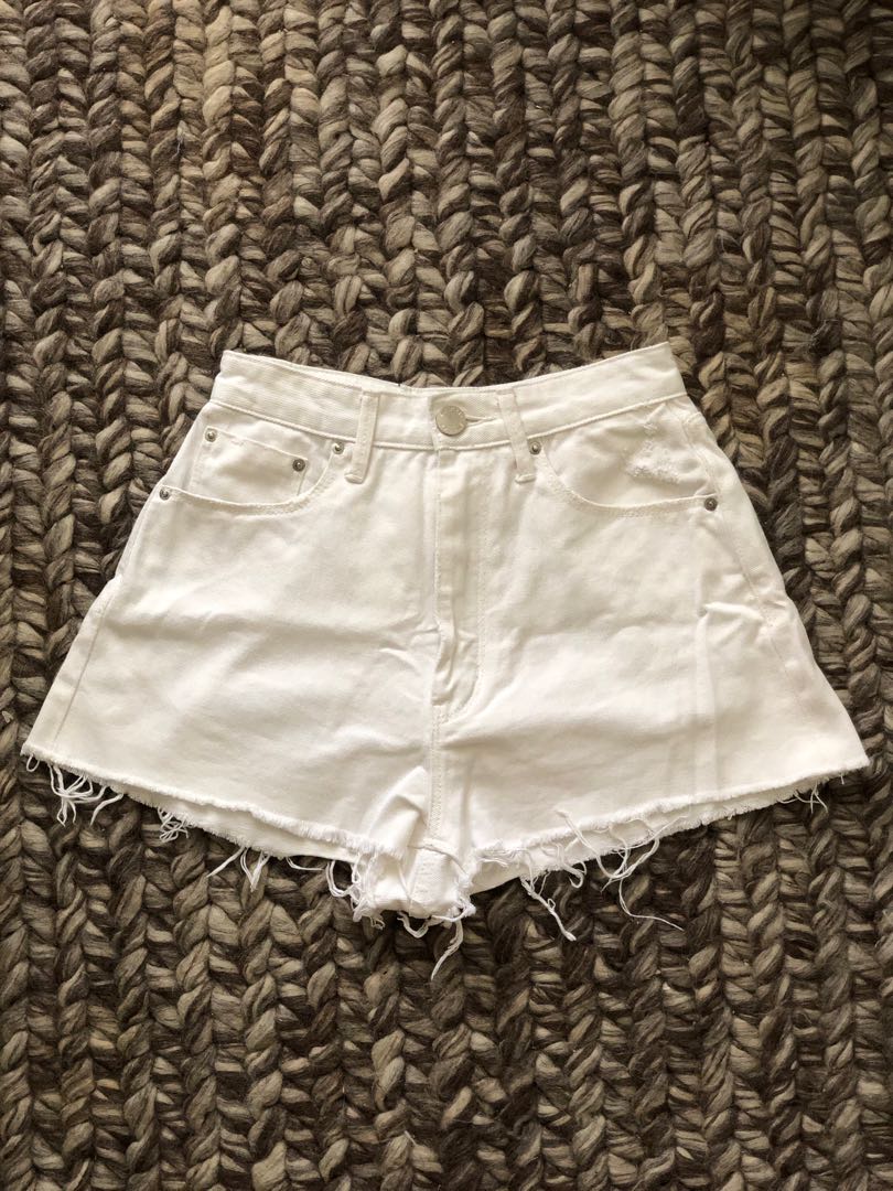Sly Jeans White Cutoff Denim Jean Mom Highwaist Shorts XXS XS 23 24