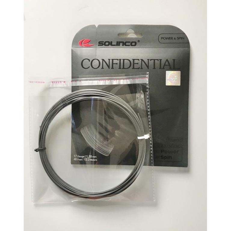 Solinco Confidential 17g (repack) tennis string, Sports Equipment, Other  Sports Equipment and Supplies on Carousell