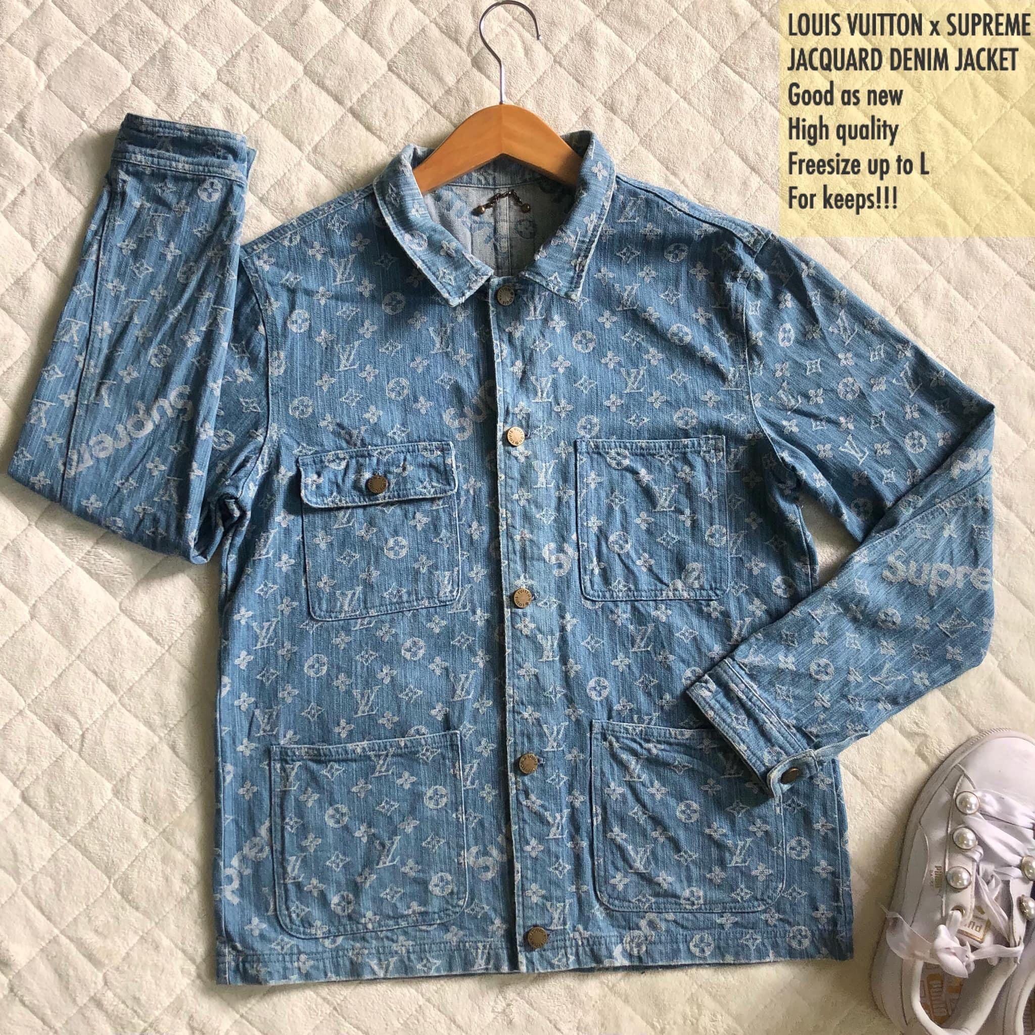 LV x Supreme denim jacket, Men's Fashion, Coats, Jackets and Outerwear on  Carousell