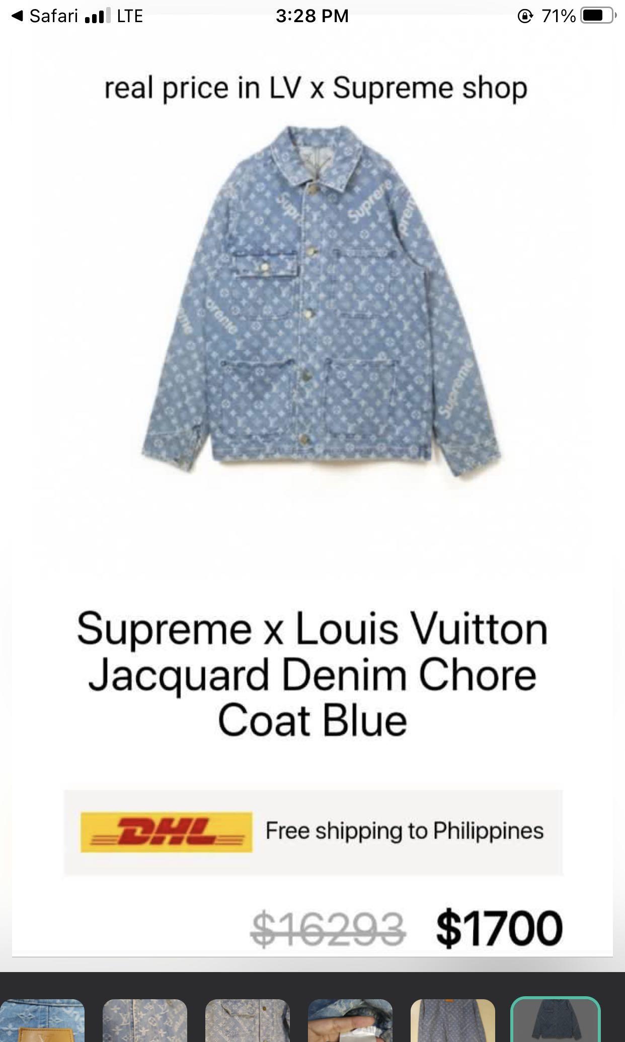 Supreme x Louis Vuitton Jacquard Denim Chore Coat Blue SS 17  (Supreme/マウンテンパーカー) 55755853【BUYMA】