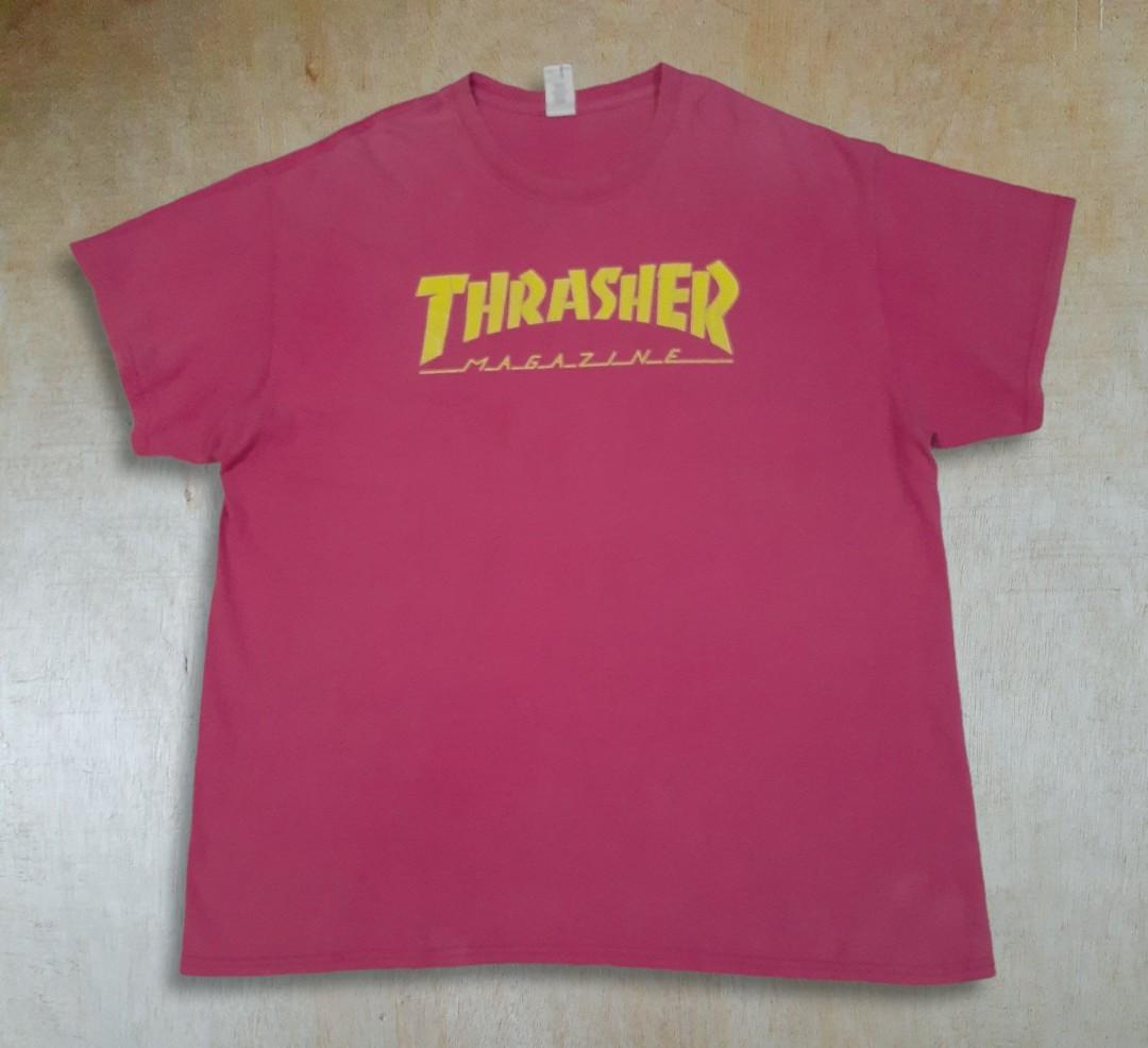 Pink and yellow thrasher shirt top