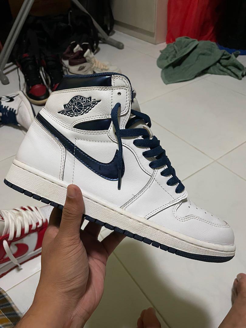 US 9 Air Jordan 1 High Metallic Blue Men s Fashion Footwear