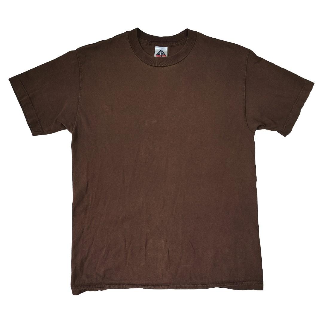 Vintage Alstyle Brown Plain Blank Tee Shirt, Men's Fashion, Tops & Sets ...