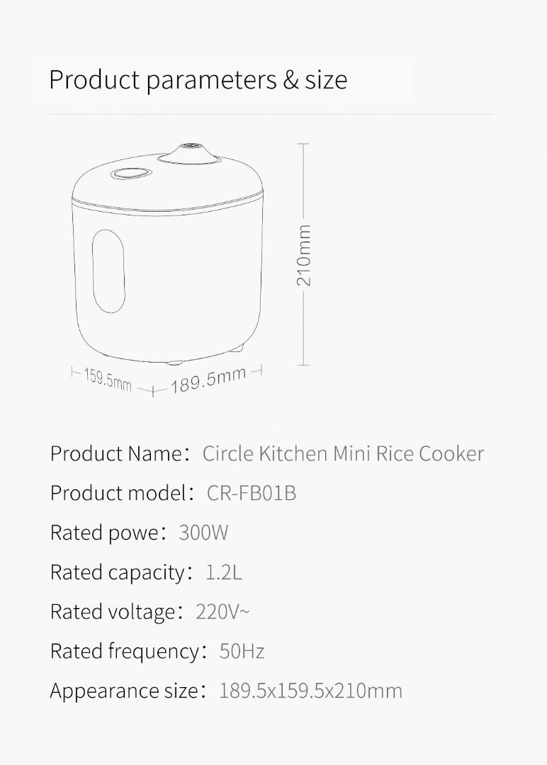 Xiaomi OCOOKER Mini Rice Cooker 1.2L, TV & Home Appliances, Kitchen