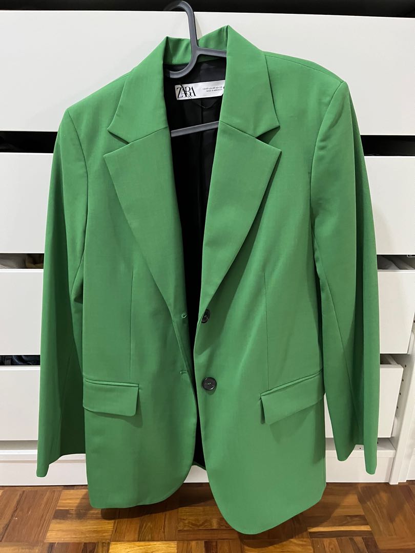 Zara Green Blazer, Women's Fashion, Coats, Jackets and Outerwear on ...