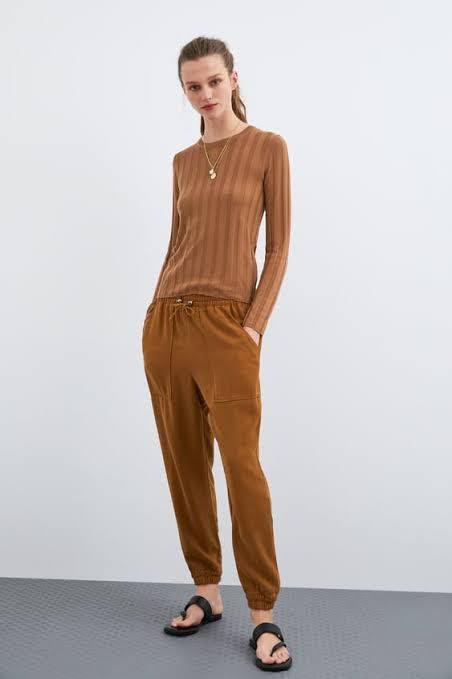 Jogger Trousers Suede Trousers Zara FAUX SUEDE TROUSERS Black ZARA