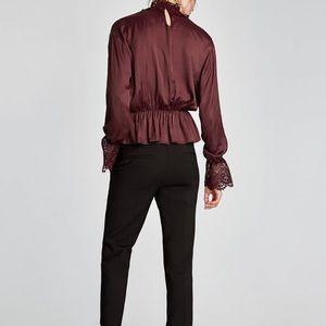 Zara satin burgundy maroon, Fesyen 