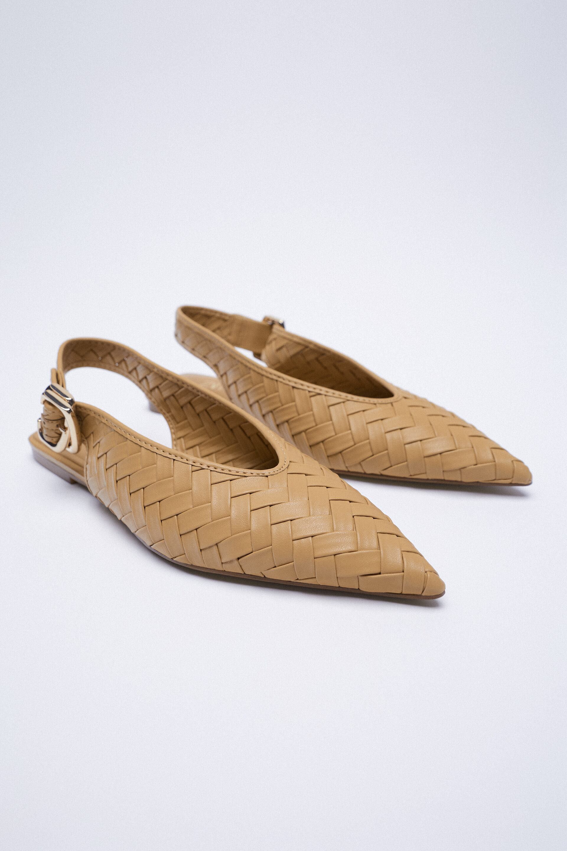 Zara woven cheap flats