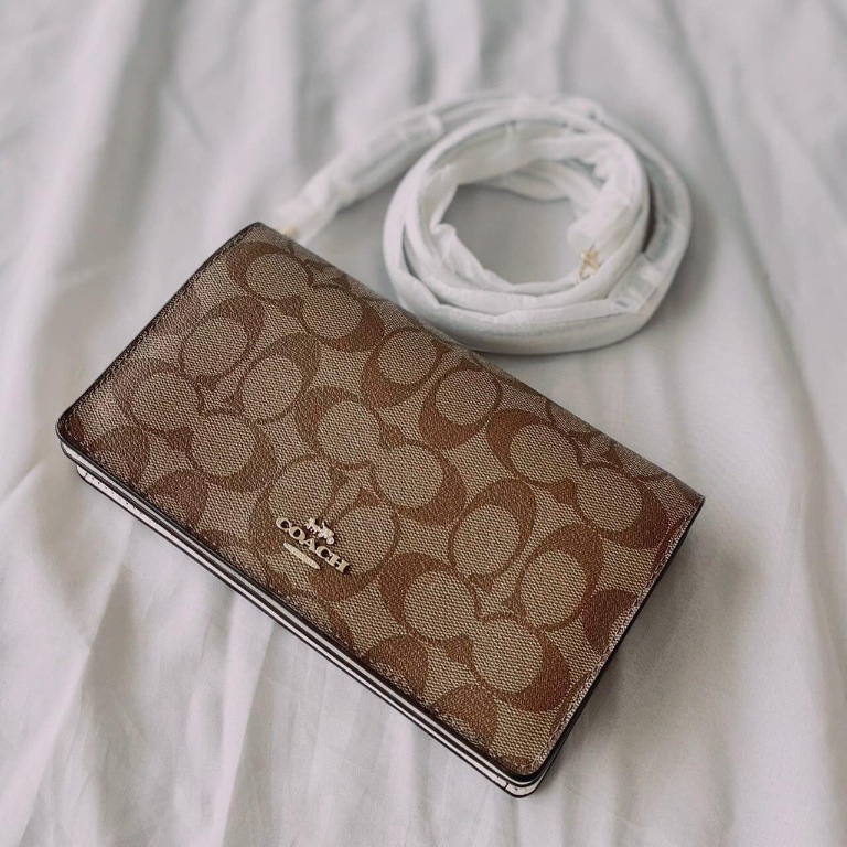 3036 Coach Anna Foldover Crossbody Clutch in Signature Canvas, Women's