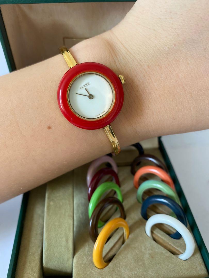 Auth Gucci Bangle Interchangeable Bezel Watch for Ladie s Women s