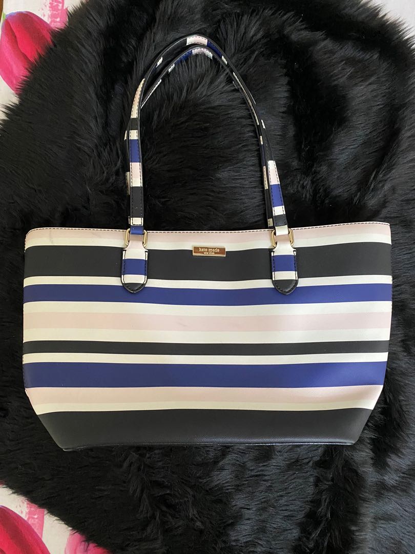 Authentic Kate Spade Striped Tote Bag, Luxury, Bags & Wallets on Carousell