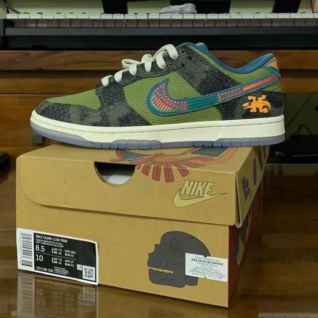 Authentic US9.5 Nike SB Dunk Siempre Familia Reptile with box skateboarding Skateboard