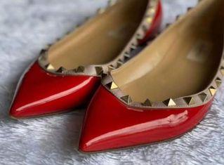 💯Authentic Valentino rock stud red flat size 39