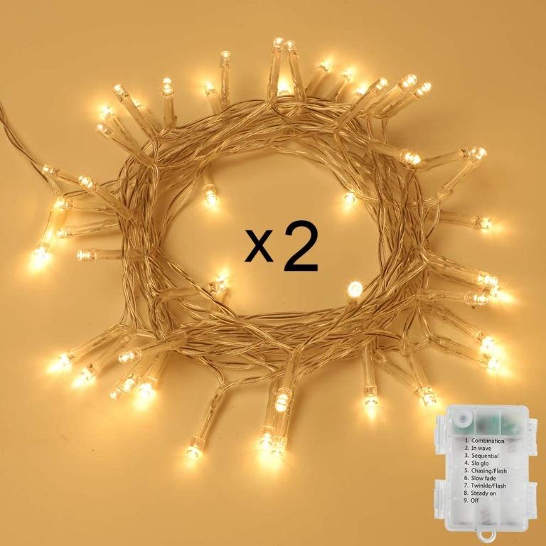 8 NEW 2 Pack 50 LEDs Fairy Lights Battery Operated 