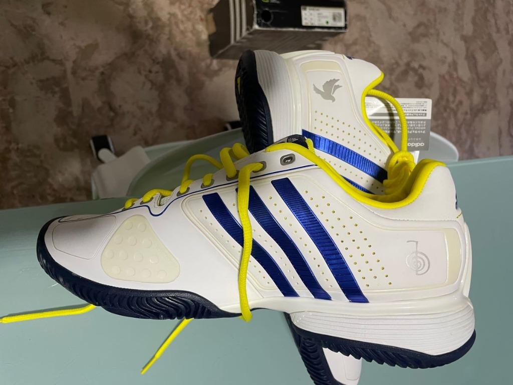 BNIB Adidas Barricade Novak Pro Men s Tennis Shoe US 9 White Yellow Blue AQ5673